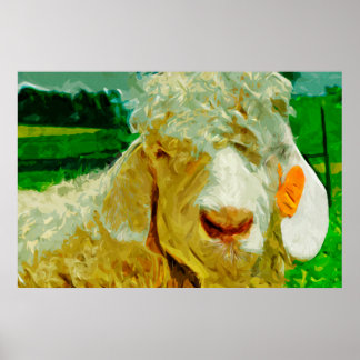 Angora Goat med Abstrakt i örat Märkre Poster