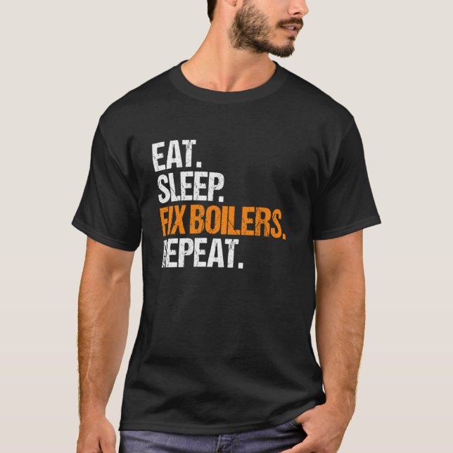 Ångpannetekniker Ät Söv Rutinin T Shirt (Framsida)