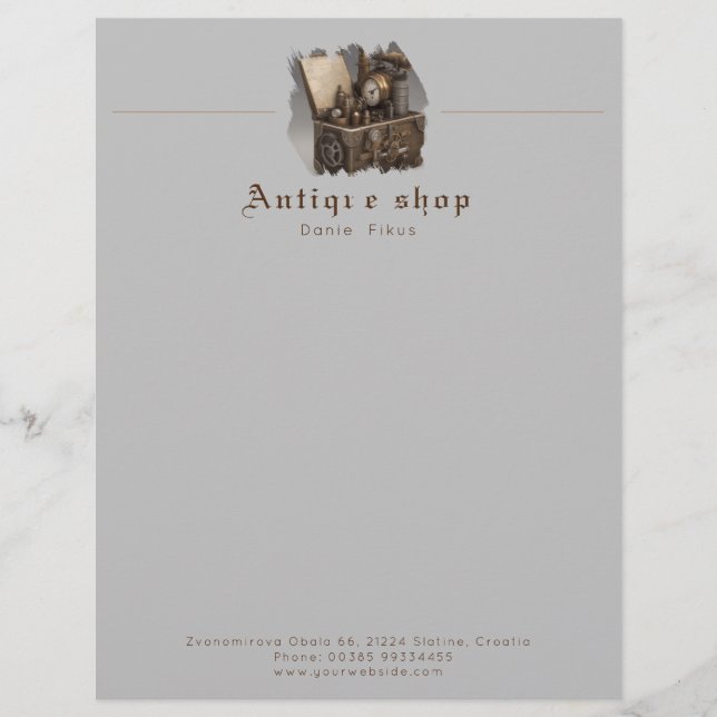 Ångpunk-antikbutik Vintage brevpapper (Framsida)