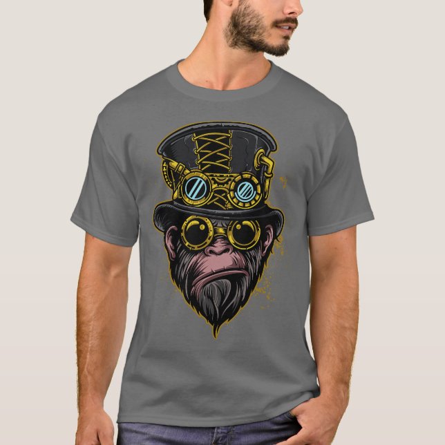 Ångpunk Apa Illustration T Shirt (Framsida)
