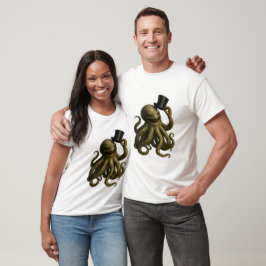 Ångpunk bläckfisk topp hatt grafisk t-shirt