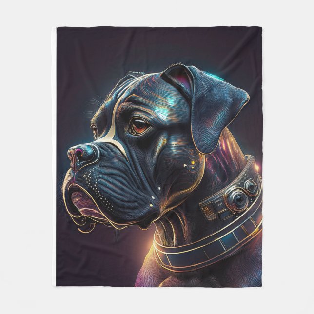 Ångpunk Boxer Hund Fleecefilt (Framsidan)
