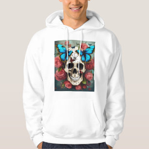 Ångpunk Dödskalle med Fjärils Afro Hår Hoodie