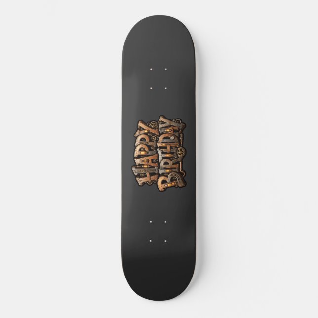 Ångpunk födelsedagsbokstäver mini skateboard bräda 18,5 cm (Framsida)