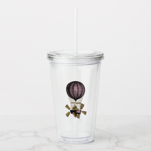 Ångpunk i rosa och guld take away mugg (Framsida)