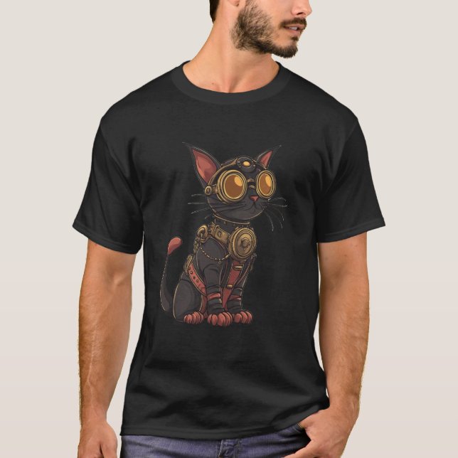 Ångpunk kattkonst t shirt (Framsida)