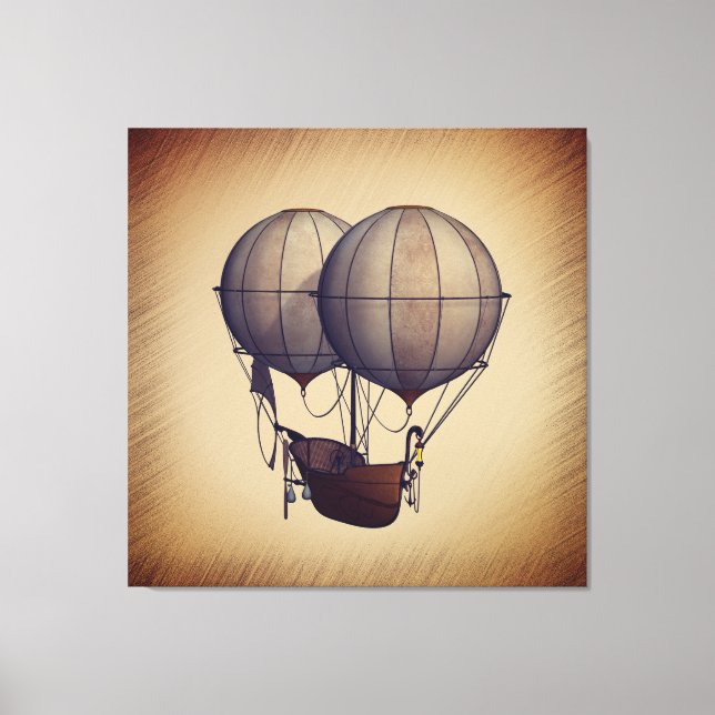 Ångpunk luftballonger med fartyg  canvastryck (Framsida)