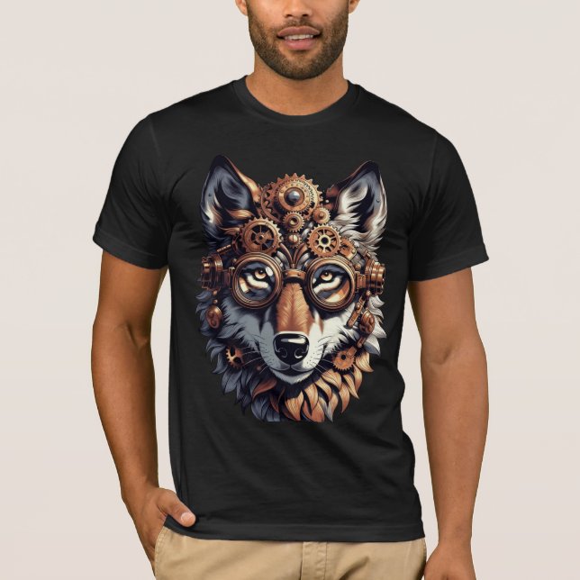 Ångpunk mekanisk varghuvud - Vintage In T Shirt (Framsida)
