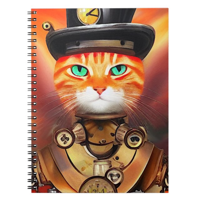 Ångpunk Orange Tabby Katt  Anteckningsbok (Framsidan)