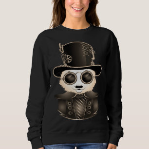 Ångpunk Panda med hatt och glasögon Antik look T Shirt