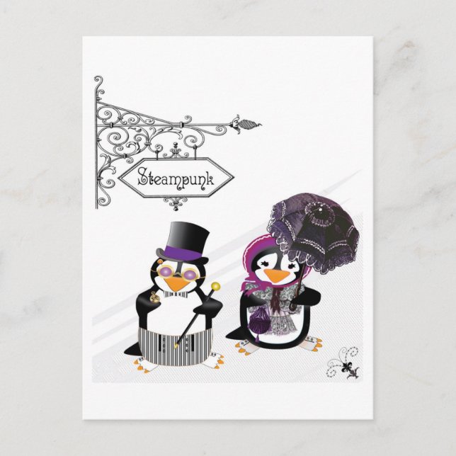Ångpunk Pinguiner Postkort Vykort (Framsida)