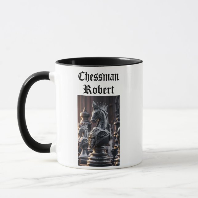 Ångpunk Schack Design med Anpassat Namn Mugg (Vänster)