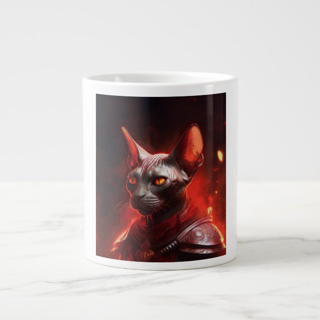 Ångpunk Sfinks Katt Krigare Ser Vild ut Jumbo Mugg (Framsidan)