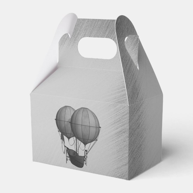 Ångpunk Silverfärgade Varm Luft Ballonger med Fart Presentaskar (Framsidan Sidan)