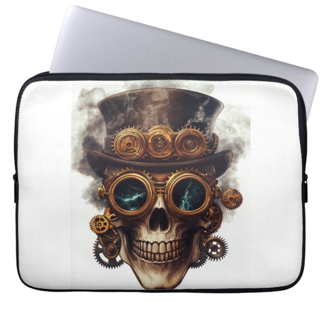 Ångpunk Skalle Motor Laptop Fodral (Framsidan)