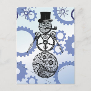 Ångpunk snömannsutrustning Holiday design Helg Vykort