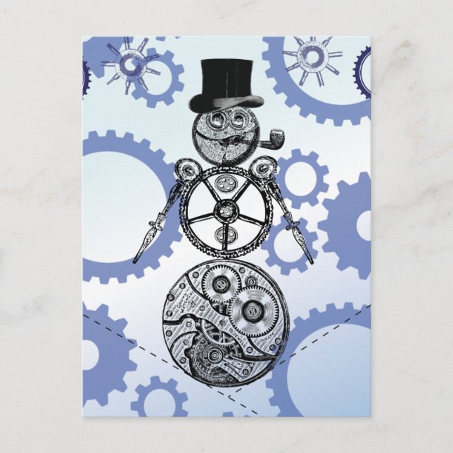 Ångpunk snömannsutrustning Holiday design Helg Vykort (Framsida)