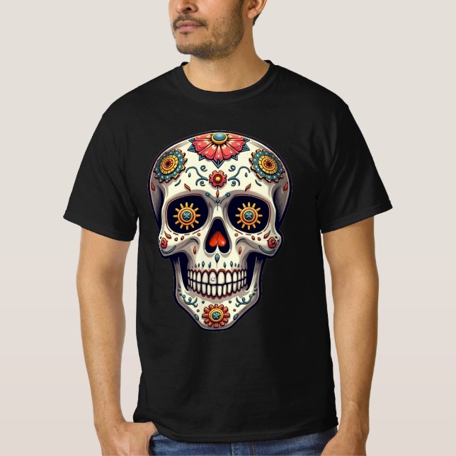 Ångpunk Socker Skalle T Shirt (Framsida)
