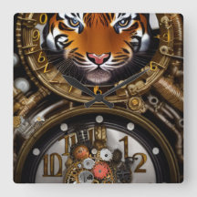 Ångpunk tidvisare med tiger
