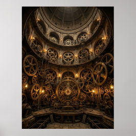 Ångpunk Urverk Maskinhall Poster