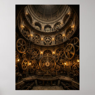 Ångpunk Urverk Maskinhall Poster
