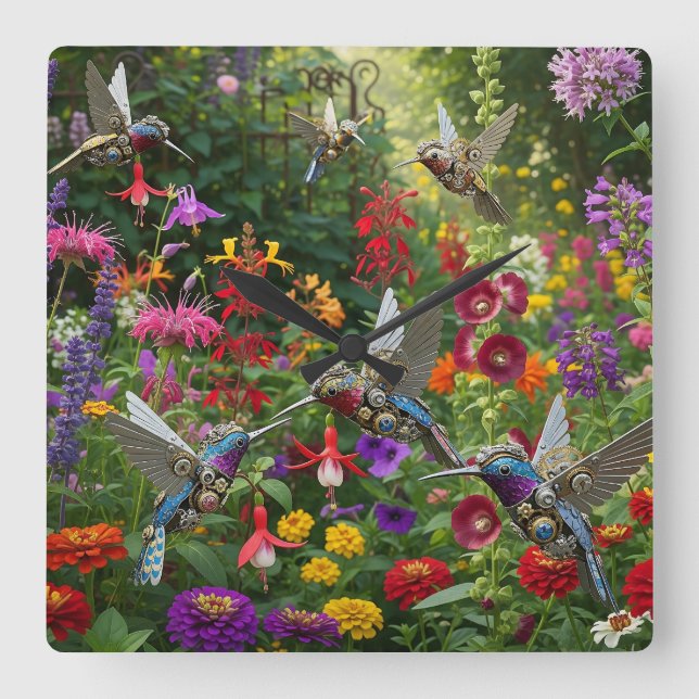 Ångpunkskolibris Fyrkantig Klocka (Framsida)