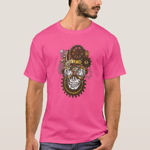 Ångpunkts Dödskalle Växel Hatt Djur Steampunk T Shirt