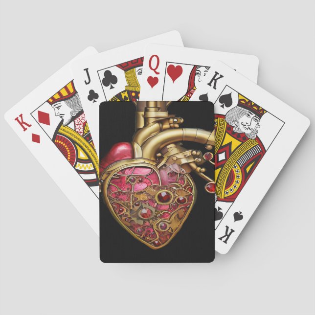 Ångpunkts hjärta anatomiska rubiner och kugghjul casinokort (Baksidan)