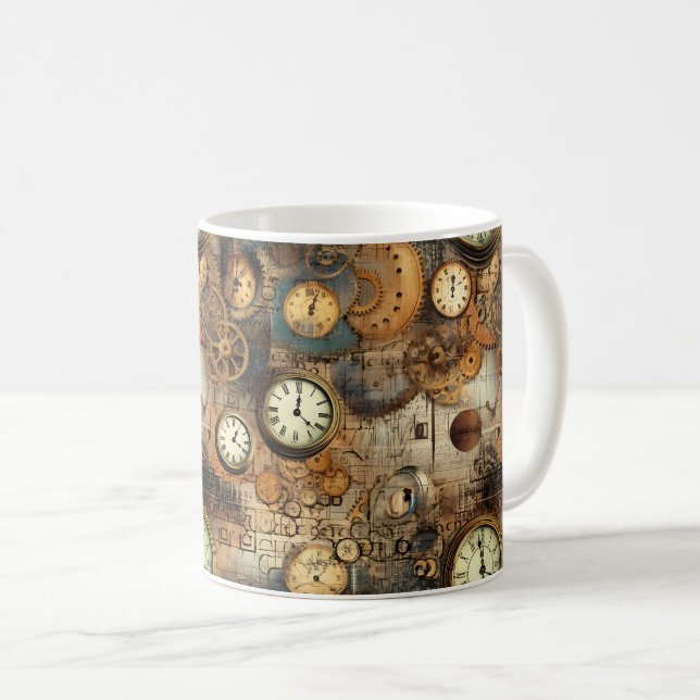 Ångpunkts ingenjörsritning Brun Mässing Kaffemugg (Framsida höger)
