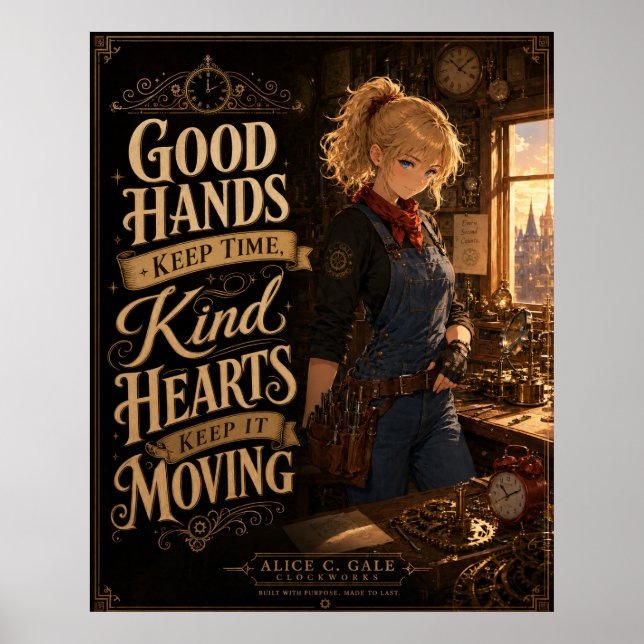 Ångpunkts Urmakar Tjej Inspirerande Citat Poster (Framsidan)