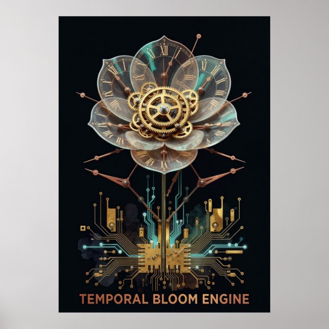 Ångpunkts Urverk Blomma: Temporal Blomstringsmotor Poster (Framsidan)