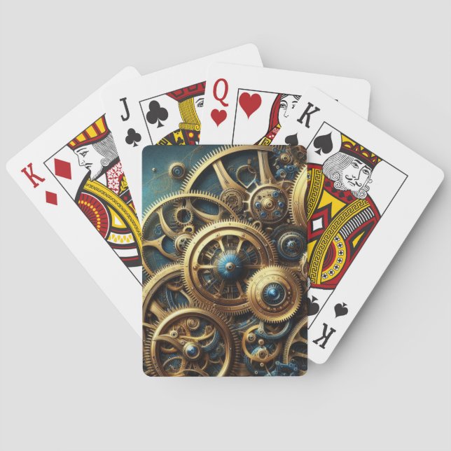 Ångpunkts Urverk Guld och Turkos Casinokort (Baksidan)