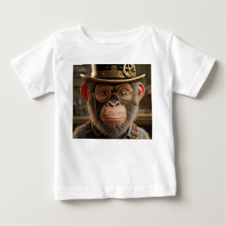 Ångpunktschimpansporträtt i topp hatt och guld t shirt