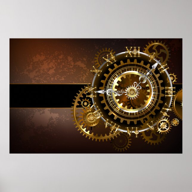 Ångpunktsklocka med antika kugghjul poster (Framsidan)