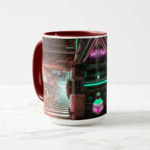 Ångpunktsstaden Neonkorridor SciFi-Mugg