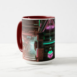Ångpunktsstaden Neonkorridor SciFi-Mugg Mugg