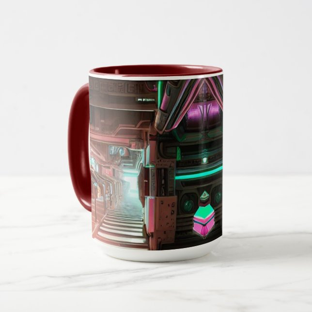 Ångpunktsstaden Neonkorridor SciFi-Mugg Mugg (Framsida vänster)