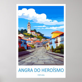 Angra Do Herosmo Vintage Reseskylt Skidåkning Poster