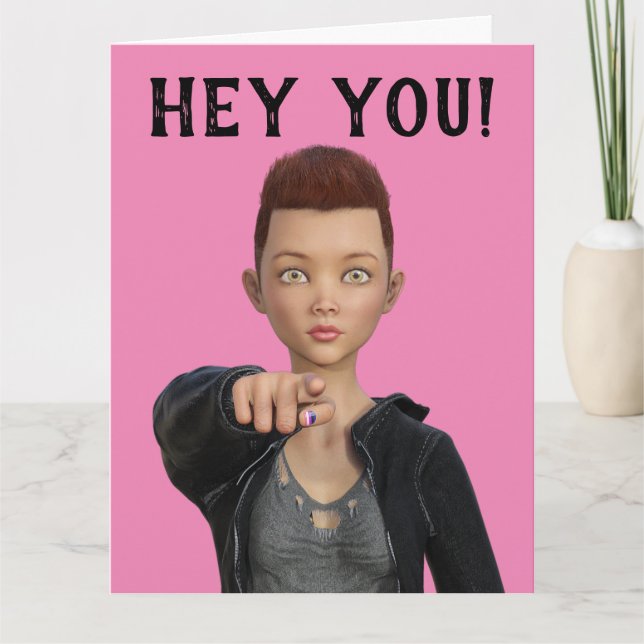 ANGROGYNOUS KORT HAIRED GIRL GRATTIS PÅ FÖDELSEDAG (Framsida)