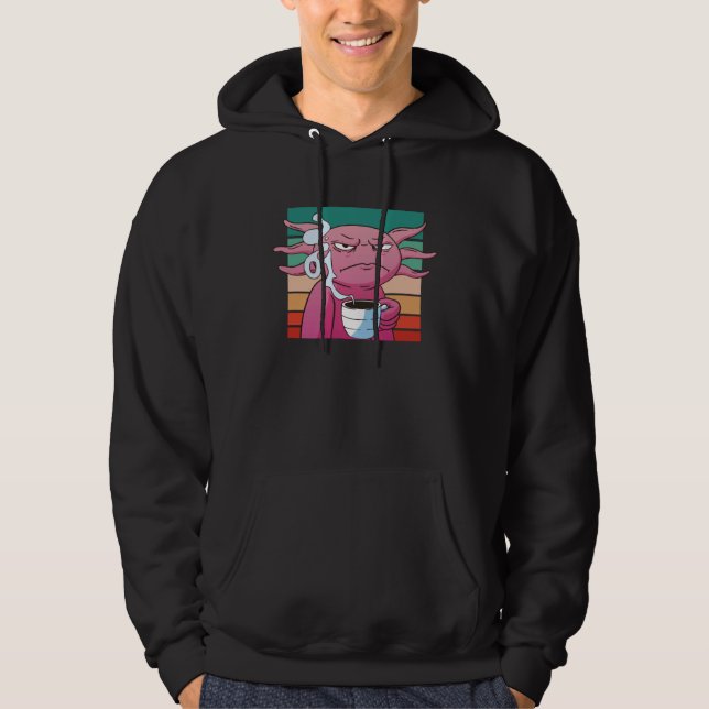 Angry axolotl coffee cup evil eye annoyed hoodie (Framsida)
