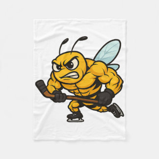 Angry Bee Ice Hockey Player Strong Insect  Fleecefilt