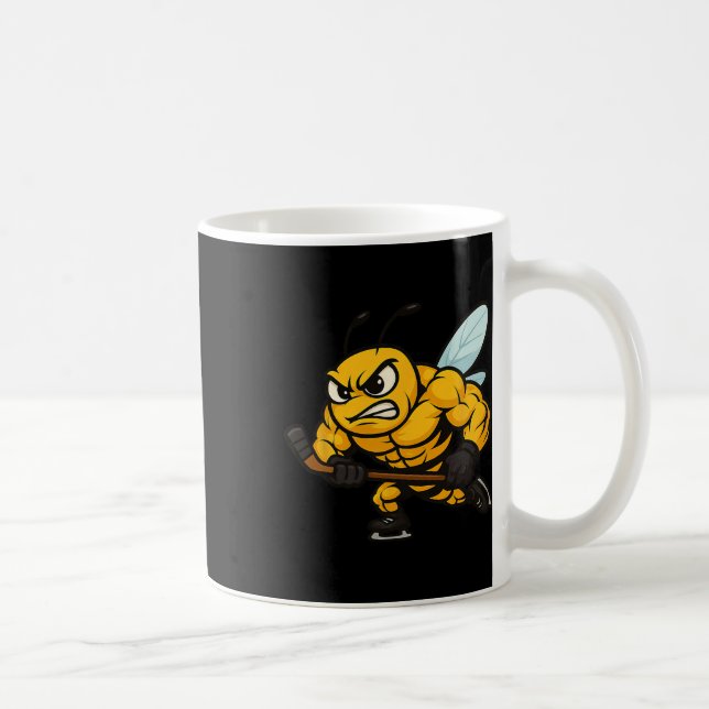 Angry Bee Ice Hockey Player Strong Insect  Kaffemugg (Höger)