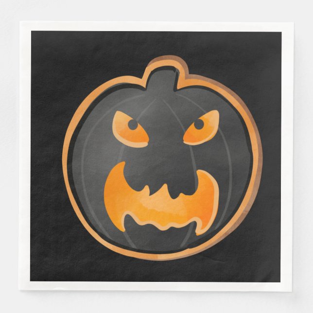 ANGRY BLACK ORANGE HALLOWEEN  PUMPKIN PAPPERSSERVETT (Framsida)