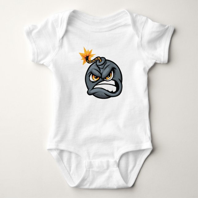 Angry Bomb Cartoon Baby Bodysuit T Shirt (Framsida)