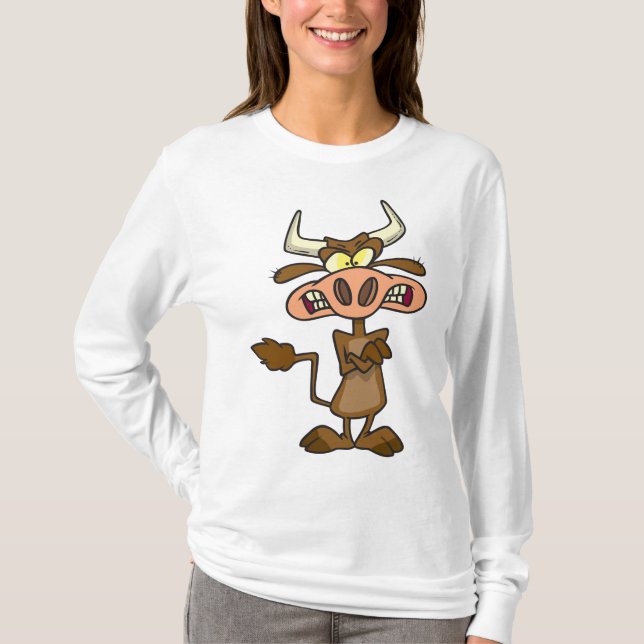 Angry Cartoon Bull Funny Grumpy T Shirt (Framsida)