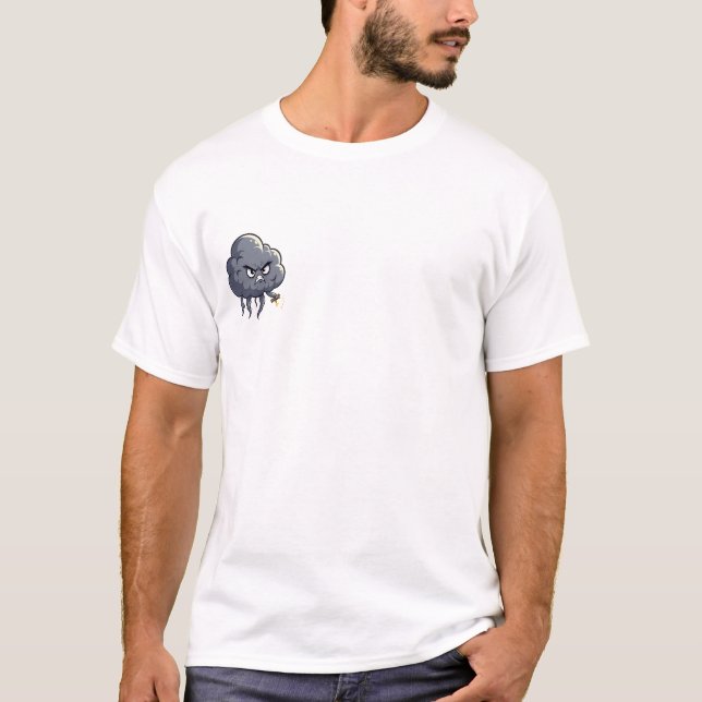 Angry Cartoon Storm Cloud Character T Shirt (Framsida)
