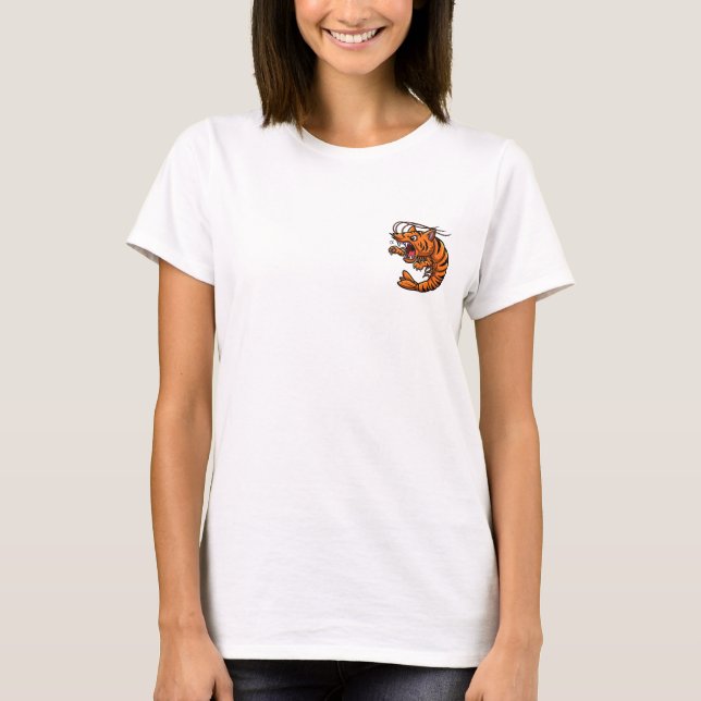 Angry Cartoon Tiger Shrimp Character Roaring T Shirt (Framsida)