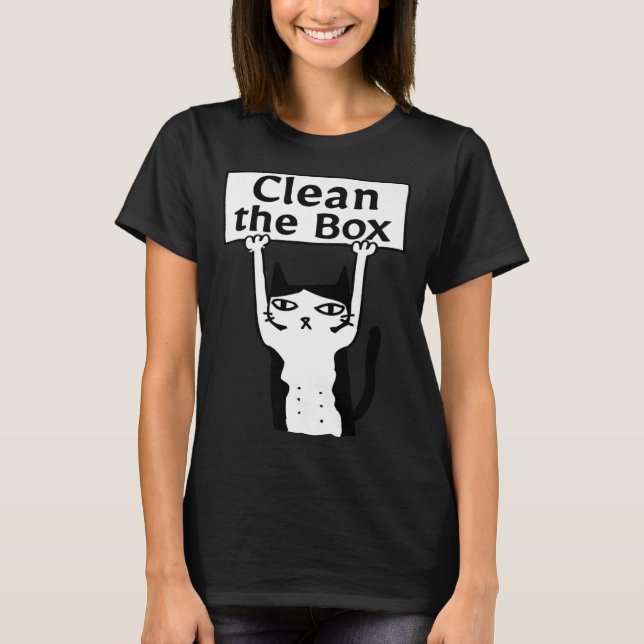 Angry Cat Clean The Box Kitten Adopt Forbidden Res T Shirt (Framsida)