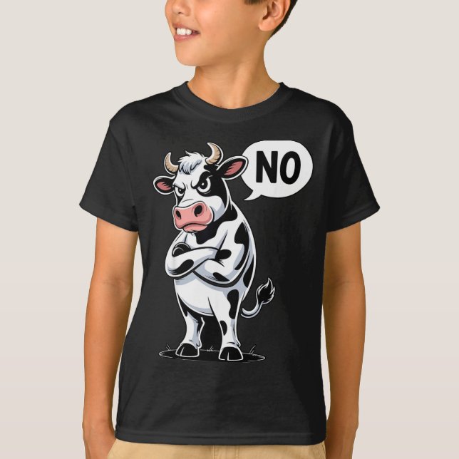 Angry Cow No - Funny Cow Lover Dairy Farmer  T Shirt (Framsida)