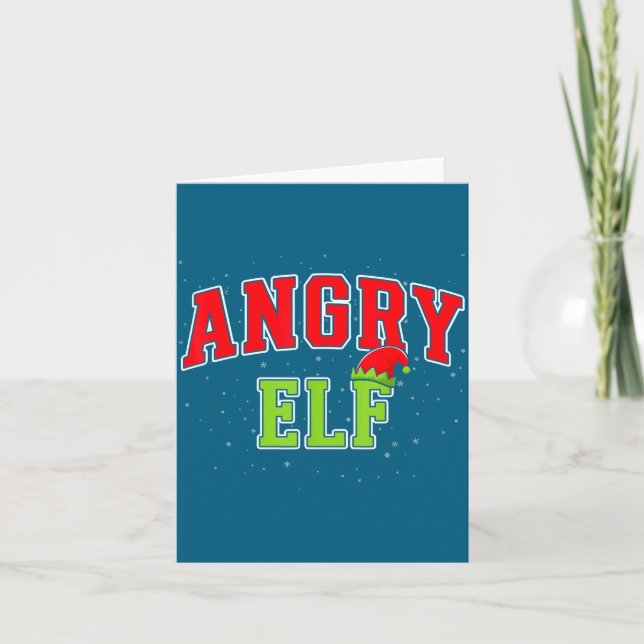 Angry Elf Christmas Family Matching Group Xmas  Kort (Framsida)